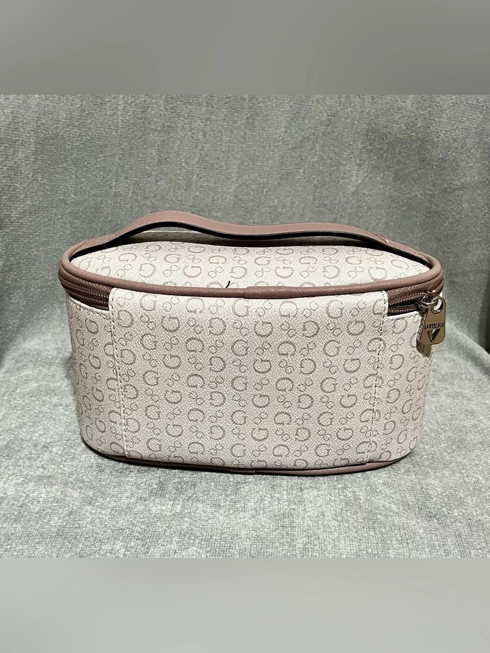 GUESS Beige and Tan Monogram Toiletry Case